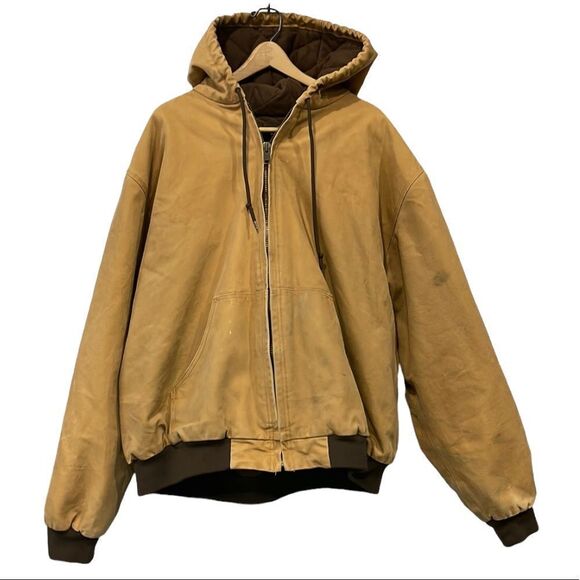 Red Head Men Coat Tan Ranch Canvas Barn Chore Size 2X Tall Heavy Duty Full Zip